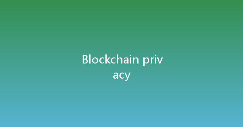 Blockchain privacy 